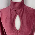 Dual Nature New  Keyhole Rib Velour Dress Mock Neck Long Sleeve Mini Mauve Small Photo 2