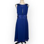 Dress Barn  Collection Dress Women's 10 Blue Chiffon Midi A-Line Sleeveless Satin Photo 2