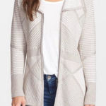 Nic+Zoe  Smoke and Mirrors Beige Textured Knit Cardigan Zip Sweater Small Photo 0