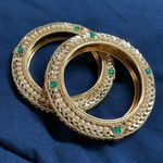 Bollywood Style Gold Plated Pearl Bangles Indian Kada Bracelet Bangles Jewelry Photo 5