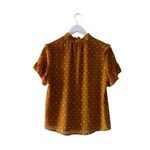 J.Crew Point Sur V Neck Flutter Sleeves Mustard Marigold Ivory Polka SZ S #2192 Photo 6