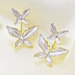 Pearlescent White Butterfly Ear Jacket Earrings Gold Photo 0