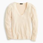 J.Crew  Puff Sleeve V-Neck Soft Ribbed Long Sleeve Top NEW Size Large Photo 1