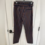 ZARA  Trafaluc Collection Paper Bag Waist Navy Striped Ankle Pant Women’s Size XS Photo 1