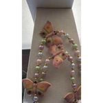 Vintage Butterfly Color Pearls Beaded Ceramic Quality Necklace 80s Sz 19” Pink Photo 10
