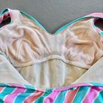 Vintage 70s Avon Fashion Striped One Piece Swimsuit Vtg Swimwear XS/Small Green Photo 6