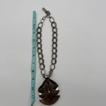 Anthony Alexander Statement Necklace Artisan Blue Glass Pendant Chunky Chain Silver Photo 5