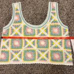 Kirious  Los Angeles Crochet pink yellow green and white Crop Top Size Small. Photo 2
