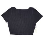 Babaton Adelaide Sculpt Knit Black Short Sleeve Square Neck Crop Top Size L Photo 3