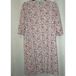 LL Bean Women's Size Med Floral Supima Cotton 3/4 Sleeve Soft Nightgown Purple Photo 4