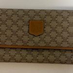 CELINE  Vintage Macadam Long Wallet Tan Canvas Leather Trim Made In Italy Photo 0