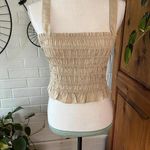 J.Crew Tan Smocked Cropped Tank Photo 1