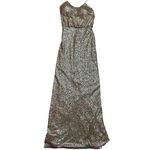 Sorella Vita Dress Gold Sequin Maxi Spaghetti Strap Bridesmaid Party Dress size Photo 2