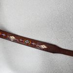 REI Beaded Leather Belt 30 Brown Colorful Stitched Western Southwest *No Buckle Photo 4