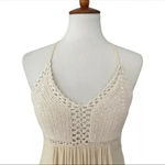 Alythea Ivory Long Maxi Dress Crochet Boho Chic Festival Beach Vacation Size large Photo 7