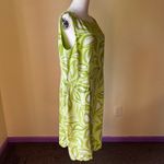 Grace Dresses 100% Silk Shift Dress Green White‎ Leaf Print Scallop Hem Size 16 Photo 3