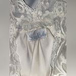 vintage white long satin slip dress with pink and white lace detailing Size L Photo 2