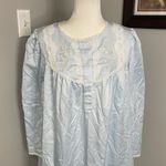 Miss Elaine Nightgown Round Neck Embroidered Pop Over Long Sleeve M Blue Nighty Size M Photo 1