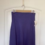 A New Day  Navy Blue Satin Maxi Slip Linen Blend Skirt Photo 2