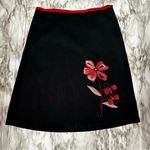 Speechless  Womens Size 9 Red Flower Embroidered Black Skirt Picnicore Craftcore Photo 4