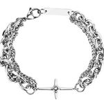 Double Layer Titanium Steel Star Link Bracelet for Men Women,Punk Hip Hop Silver Photo 1
