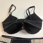 Victoria's Secret Black & Tan Crochet Two Piece Bikini Set Size 36DD Size Large Photo 3