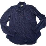 Joie  Shirt Womens XS Blue Ladybug Embroidered Button‎ Down Long Sleeve Blouse Photo 0