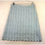 St. John Collection Skirt Womens 12 Blue A-Line Pointelle Scalloped Made USA Photo 1