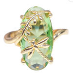 Elegant Gold and Green Dragonfly Ring Photo 0