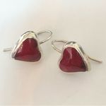 Sterling Silver TAXCO  Red Jasper Heart Cabochon Drop Dangle Earrings Photo 1