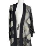 Vintage 90's Josie Robe One Size Sheer Satin Trim Kimono Medallion Lingerie Black Photo 6