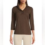 J. McLaughlin  Durham Ruffle Neck 3/4 Sleeve Jersey Catalina Cloth Top Black‎ XS Photo 6