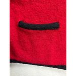 Karen Scott  Red Wool Cardigan Sweater Black Trim Gold Buttons Size L Photo 4