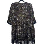 Maurice's  Black Multicolor Paisley Floral Print Fringe Hem Kimono Photo 6