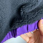 Ivory Ella  Black Quarter zip Sherpa pullover with purple logo patch pocket sz S Photo 9