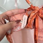 Rose + Grey Orange Patchwork Paisley Pattern Tie Back Bandana Crop Top Festival Photo 4