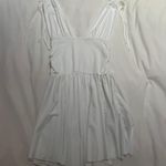 SheIn White Plunging Neck Knot Shoulder Skater Dress Photo 1