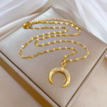 Boutique NEW Crescent Moon Pendant Necklace | 14k Gold Over Sterling Photo 3