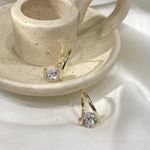 18K Gold Plated CZ Diamond Hoop Earrings for Women Photo 1