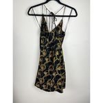 ASTR The Label Mini Dress Chain Reaction Black Gold Chain Print Tie Back Photo 10