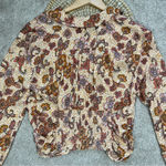 Free People I Got You Printed Top Crop V-Neck Longsleeve in Orange Boho Size L Photo 8