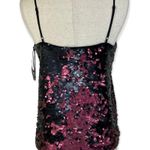 1. State New Sequin Cami Top Dramatic Pause small V-Neck black burgundy camisole Photo 3
