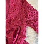 lilka anthropologie Red Wrap Dress Size Small Eyelet Pockets Cotton Casual Photo 7