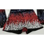 Sequin Romper Women's Long Sleeve Plunge V Neck Dance Cheer Club Mini Sz MED Red Photo 7