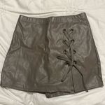 Blue Blush Lace Up Grey Leather Skort Photo 0