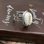 Vintage 1970s White Rhinestone Adjustable Boho Ring Stainless Steel Photo 9