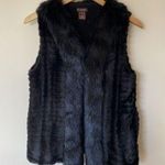 Multiples PS Open Front Faux Fur Fleece Lined Black Vest Size Small Photo 0
