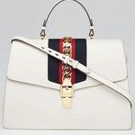 Gucci Large Sylvie 1969 Leather Handbag with Removable Strap White Photo 0