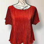 Madewell  XS Rust Orange Micro Pleated Short Sleeve Oversized Blouse Boho Summer Photo 0