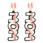 Baseball Mom Earrings White Red Black Sparkle Drop Dangle Sports Jewelry New Photo 1